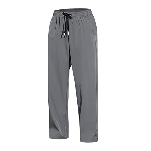 Herren-Sommer-beiläufige Schnür-Taschen-Normallack-Hosen Damen Tasche (Dark Gray, L) von FGUUTYM