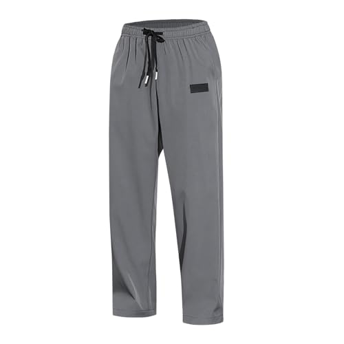 Herren-Sommer-beiläufige Schnür-Taschen-Normallack-Hosen Damen Tasche (Grey, XXXL) von FGUUTYM