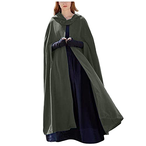 Kapuzenmantel Damen Lang Maxi Lose Umhang Mit Kapuze Winter Warm Umhang Strickjacke Poncho Cape MäNtel Kap Strickpulli Longstrickjacke Trenchcoat Mittelalter Outwear Retro Halloween Carnevale KostüM von FGUUTYM