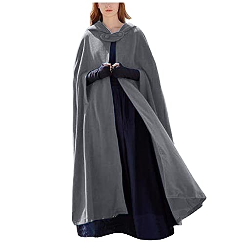 Kapuzenmantel Damen Lang Maxi Lose Umhang Mit Kapuze Winter Warm Umhang Strickjacke Poncho Cape MäNtel Kap Strickpulli Longstrickjacke Trenchcoat Mittelalter Outwear Retro Halloween Carnevale KostüM von FGUUTYM