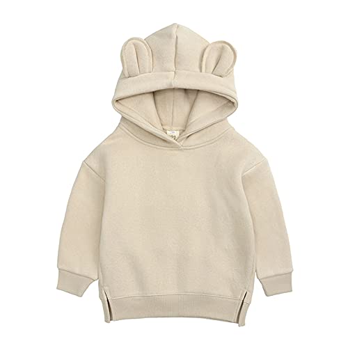 Kleinkind Hoodie Top Jungen Sweatshirt Kleinkind Baby Solid Mädchen süße Ohr Jungen Tops Sweatshirt Junge 86 (Beige, 12-24 Months) von FGUUTYM