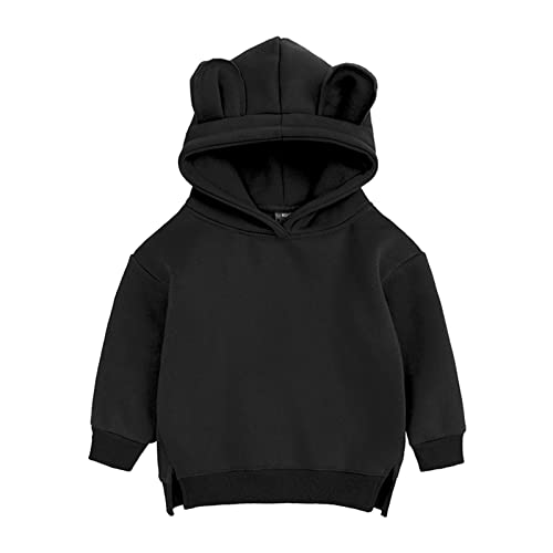 Kleinkind Hoodie Top Jungen Sweatshirt Kleinkind Baby Solid Mädchen süße Ohr Jungen Tops Sweatshirt Junge 86 (Black, 12-24 Months) von FGUUTYM