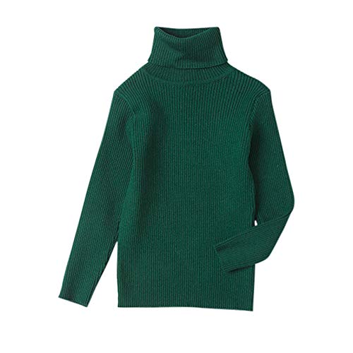 Kleinkind Jungen Mädchen Winter Pullover Einfarbig Rollkragen Strickoberteil Stretch Shirt Für Babys Kleidung Baby Mädchen Strickjacke (Green-1, 4-5 Years) von FGUUTYM