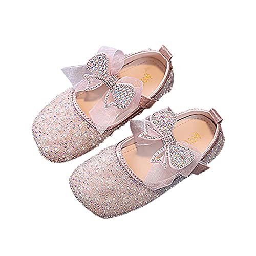 Mädchen Fläche Schuhe Prinzessin Leder Kind Kinder Kleinkind Ballerinas Mädchen Mary Jane Strap Flache Schuhe Ballerinas Prinzessin Schuhe Kristall Schuhe Bowknot Party Hochzeitsschuhe Festschuhe von FGUUTYM