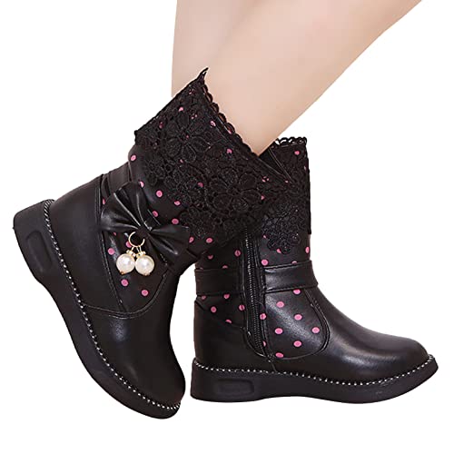 Mädchen Kinder Stiefelette Warm Gefüttert Halblange Stiefel Reitstiefeletten Mode Reitstiefel Ankle Boots Stiefeletten Wasserdicht Schnürstiefel Winter Stiefel Winterhalbstiefel Chelsea Stiefel von FGUUTYM
