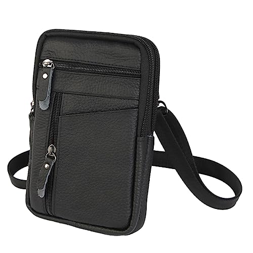 Mode-Handytasche für Herren, Handtasche, Schultertasche, Umhängetasche, Taillengürtel, Gürteltasche, Fanny-Reise, Hüfttasche zum Aufhängen Hüfttaschen Für Gurt (Black, One Size) von FGUUTYM