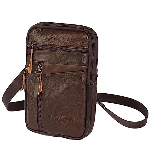 Mode-Handytasche für Herren, Handtasche, Schultertasche, Umhängetasche, Taillengürtel, Gürteltasche, Fanny-Reise, Hüfttasche zum Aufhängen Hüfttaschen Für Gurt (Coffee, One Size) von FGUUTYM