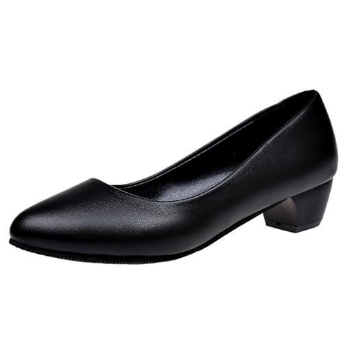 Mokassins Mit Niedriger Absatz Pumps Damen Hohe Elegant Absatzschuhe Bequem Casual Schuhe Lederschuhe Festliche Trachtenschuhe Sommerschuhe Freihändig Business Spangenpumps von FGUUTYM