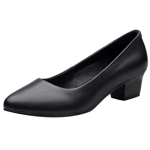 Mokassins Mit Niedriger Absatz Pumps Damen Hohe Elegant Absatzschuhe Bequem Casual Schuhe Lederschuhe Festliche Trachtenschuhe Sommerschuhe Freihändig Business Spangenpumps von FGUUTYM