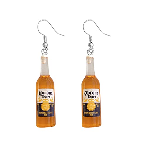Ohrstecker Pflastern Personalisierte Simulation Mini-Bierflaschen-Ohrringe, kreative und lustige Mädchen-Weinflaschen-Ohrringe Trachten Ohrringe (Yellow, One Size) von FGUUTYM