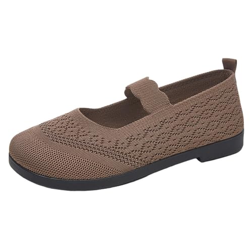 Orthopädische Schuhe Damen Loafer Strick Kleid Schuhe Mesh Sommerschuhe Flache Walkingschuhe Riemchen Ballerinaschuhe Freizeitschuhe Damenschuhe Slip On Halbschuhe Pumps Schlupfschuhe von FGUUTYM