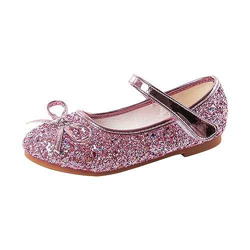 Pailletten Schleife Prinzessin Schuhe, Flache Sandalen Mary Jane Festliche Kleidschuhe Mädchen Hochzeit Kleid Schuhe Weicher Sohle Mädchen Ballerina Schuhe Abendschuhe Einzelne Schuhe von FGUUTYM