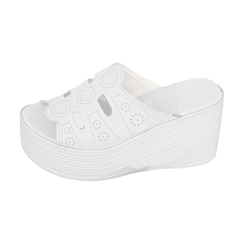 FGUUTYM Pantoletten Damen Mit Absatz Keilsandalen Plateau Sandalen Strandschuhe Peep Toe Sommerschuhe Damensandalen Wedges Slipper Mules Keilabsatz Slides High Heels Pumps Gartenschuhe Hausschuhe von FGUUTYM