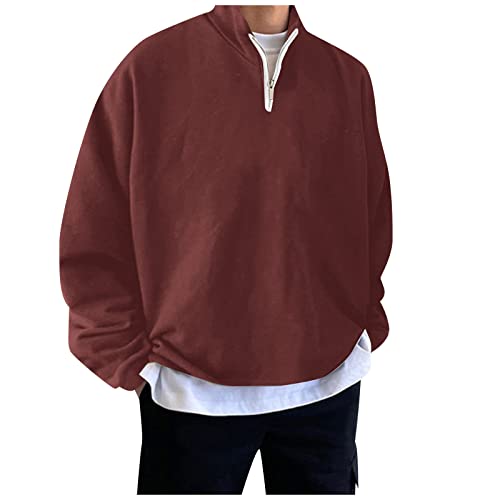 Poloshirt Herren Langarm Half Zip Fleecepullover Golfshirts Winter Warm Fleece Pullover Laufshirts Polohemd Blousonshirt Herbst Winter Cord Sweatshirt Langarmshirts Jogging Tops Ski Sport Pullover von FGUUTYM