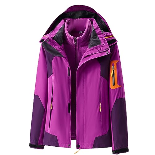 Regenjacke Damen Outdoor 2-In-1 Skijacke Mit Fleecejacke Softshelljacke Gefüttert Warm Winterjacke Wasserdichte Regenmantel Wanderjacke Outdoorjacke Winddicht Funktionsjacke Doppeljacke Übergangsjacke Regenjacke Damen Outdoor 2-In-1 Skijacke Mit Fleecejacke Softshelljacke Gefüttert Warm Winterjacke Wasserdichte Regenmantel Wanderjacke Outdoorjacke Winddicht Funktionsjacke Doppeljacke Übergangsjacke von FGUUTYM
