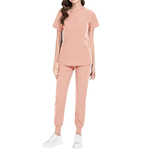 Schlupfkasack Damen Set - Arbeitskleidung Pflege Medizin Arzt Uniform Medizinische Berufsbekleidung Schrubb-Set Schlupfkasack + Schlupfhose Set Schlupfjacke Oberteil Mit Hose Medizinische Uniform von FGUUTYM