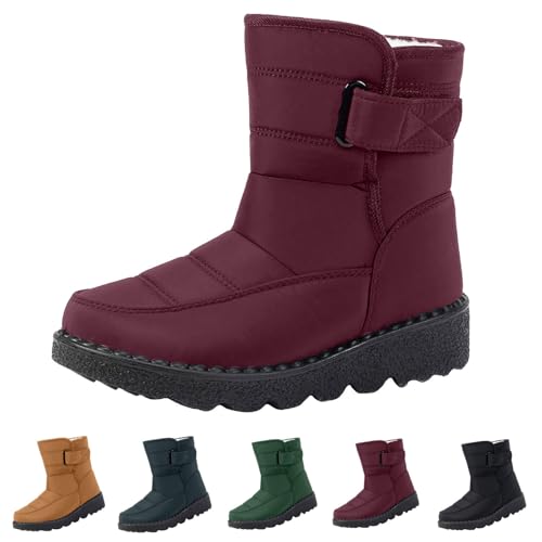 Schneestiefel Damen Winter Gefüttert Winterboots Breite Zehenbox Winterschuhe Plus Samt Komfort Thermostiefel Fluffy Wärme Winterstiefel Outdoor Wasserdicht Rutschfeste Kurzstiefel von FGUUTYM