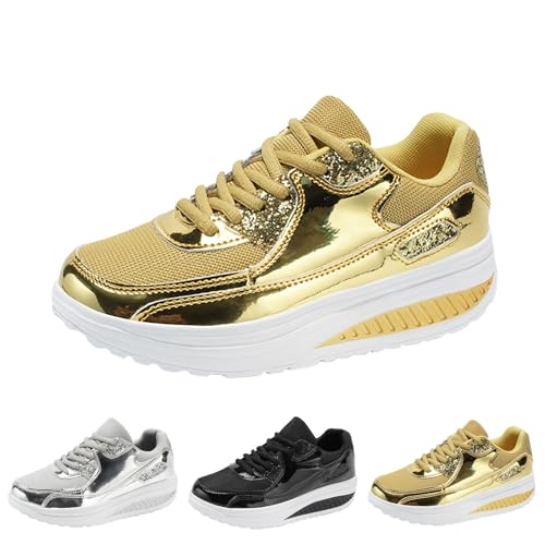 Sneaker Damen Pailletten Outdoor Walkingschuhe Mit Keilabsatz Glitzer Schnürer Fitness Schuhe Sportschuhe Plattform Turnschuhe High Heels Wedge Freizeitschuhe Lässige Komfort Laufschuhe Sneaker Damen Pailletten Outdoor Walkingschuhe Mit Keilabsatz Glitzer Schnürer Fitness Schuhe Sportschuhe Plattform Turnschuhe High Heels Wedge Freizeitschuhe Lässige Komfort Laufschuhe von FGUUTYM