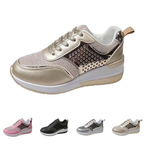 Sneaker Damen Pailletten Outdoor Walkingschuhe Mit Keilabsatz Glitzer Schnürer Fitness Schuhe Sportschuhe Plattform Turnschuhe High Heels Wedge Freizeitschuhe Lässige Komfort Laufschuhe Sneaker Damen Pailletten Outdoor Walkingschuhe Mit Keilabsatz Glitzer Schnürer Fitness Schuhe Sportschuhe Plattform Turnschuhe High Heels Wedge Freizeitschuhe Lässige Komfort Laufschuhe von FGUUTYM