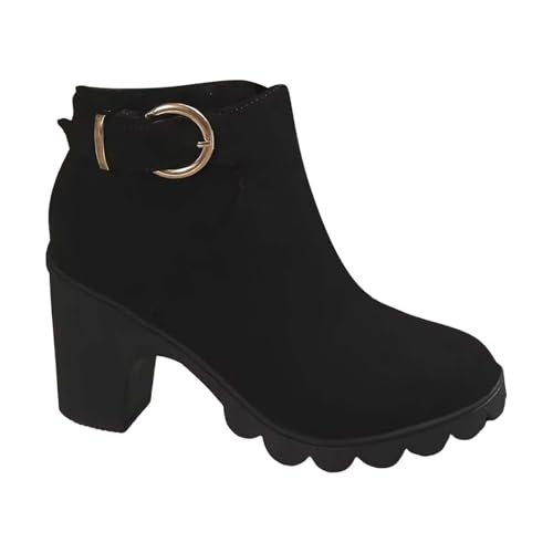 Stiefeletten Damen Mit Absatz Kurzschaft Stiefel Plateau Ankle Boots Lederstiefel Blockabsatz Damenstiefel High Heels Stiefel Schlupfstiefel Westernstiefel Schneestiefel Winterboots Winterstiefel von FGUUTYM