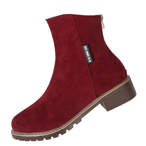 Stiefeletten Damen Mit Absatz Wildleder Ankle Boots Damenstiefel Reißverschluss Schlupfstiefel Westernstiefel Reitstiefel Arbeitsstiefel Wanderstiefel Rutschfest Wanderschuhe Trekkingschuhe Gr.36-42 von FGUUTYM