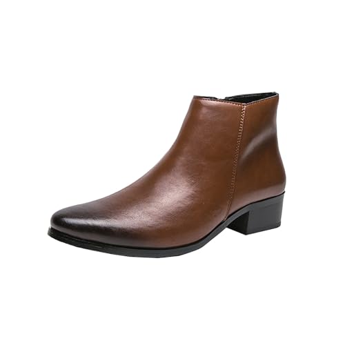 Stiefeletten Herren Leder Chelsea Boots Lederschuhe Mit Blockabsatz Herrenschuhe Abendschuhe Biker Motorrad Stiefel Männer Kurzschaft Stiefel Reißverschluss Westernstiefel Lederstiefel Gr.37-43 von FGUUTYM