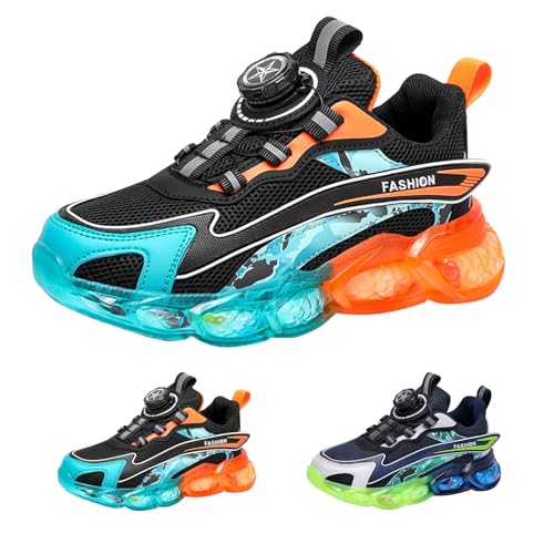 Turnschuhe Für Jungen Mädchen Dicker Sohle Keilabsatz Sneaker Mit Luftpolster Modische Bequeme Kinderschuhe Casual Walkingschuhe Sportschuhe Drehbare Schnalle zum Einstellen der Schnürsenkel von FGUUTYM