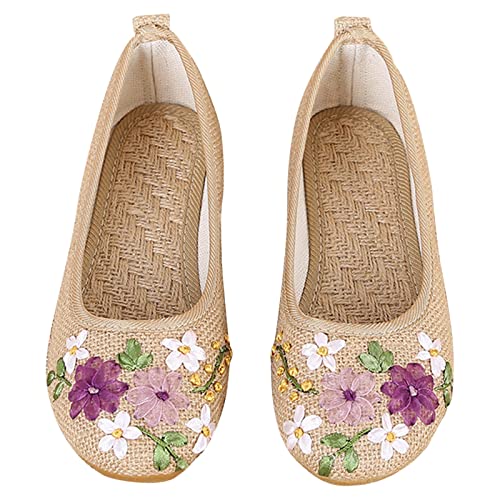 Weicher Sohle Gewebte Frauen Walking Shoes for Daily Elegante Bootsschuhe Schuhe Flache Bequem Doudou Knitted Flat Shoes BequemschuheStickerei Blume Atmungsaktiv Freizeitschuhe Mit von FGUUTYM