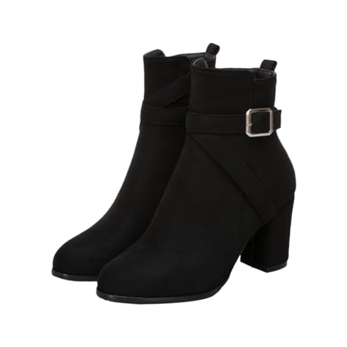 Wildleder Stiefeletten Damen High Heels Damenstiefel Chelsea Boots Mit Blockabsatz Schlupfstiefel Reißverschluss Kurzstiefel Westernstiefel Arbeitsstiefel Herbst Winterstiefel Ankle Booties Gr.34-43 von FGUUTYM