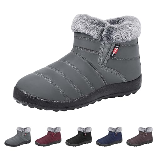 Winter Stiefeletten Damen Gefütterte Winterstiefel Klassische Fluffy Warm Kurz Stiefel Plus Samt Komfort Thermostiefel Wasserdicht Anti-Rutsch Schneestiefel Kurzschaft Boots Wanderstiefel von FGUUTYM