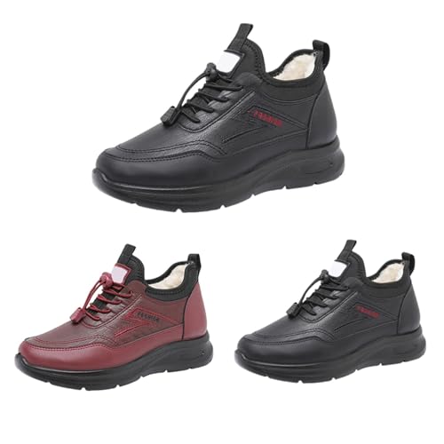 Winterschuhe Damen Herren Winter Gefüttert Warm Stiefeletten Low Top Halbschuhe Schnürstiefeletten Wasserdicht Ankle Boots Lederschuhe Plüsch Flauschig Wanderschuhe Arbeitsschuhe Thermoschuhe von FGUUTYM