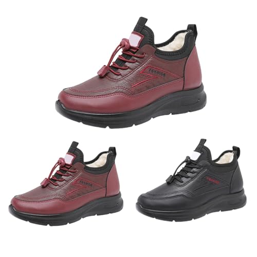Winterschuhe Damen Herren Winter Gefüttert Warm Stiefeletten Low Top Halbschuhe Schnürstiefeletten Wasserdicht Ankle Boots Lederschuhe Plüsch Flauschig Wanderschuhe Arbeitsschuhe Thermoschuhe von FGUUTYM