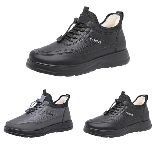 Winterschuhe Damen Herren Winter Gefüttert Warm Stiefeletten Low Top Halbschuhe Schnürstiefeletten Wasserdicht Ankle Boots Lederschuhe Plüsch Flauschig Wanderschuhe Arbeitsschuhe Thermoschuhe von FGUUTYM