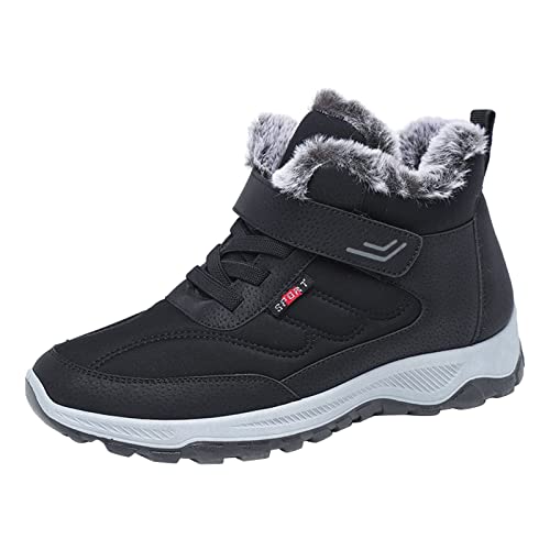 Winterschuhe Herren Gef黷tert - Wasserdicht Winterstiefel Warme Schneestiefel Mit verschl黶sen Flach Stiefeletten Stiefel Winter Outdoor Boots Rutschfest Wanderschuhe Trekkingschuhe Wanderstiefel von FGUUTYM