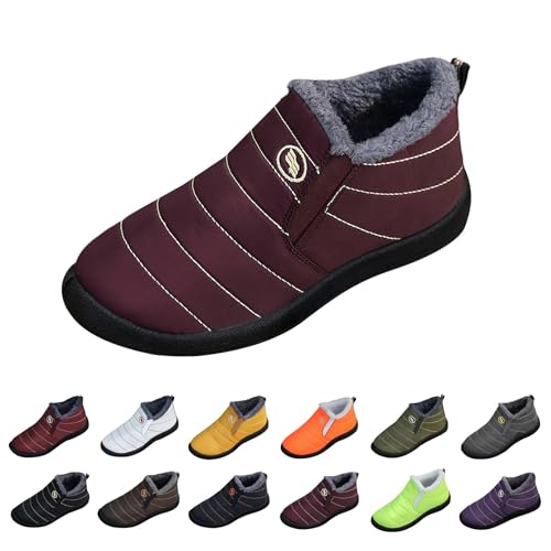 Winterstiefel Damen Gefüttert Winter Stiefeletten Herren Warm Winterschuhe Wasserdicht rutschfeste Boots Plüsch Flauschig Halbschaft Stiefel Schneestiefel Outdoor Trekking Thermoschuhe von FGUUTYM