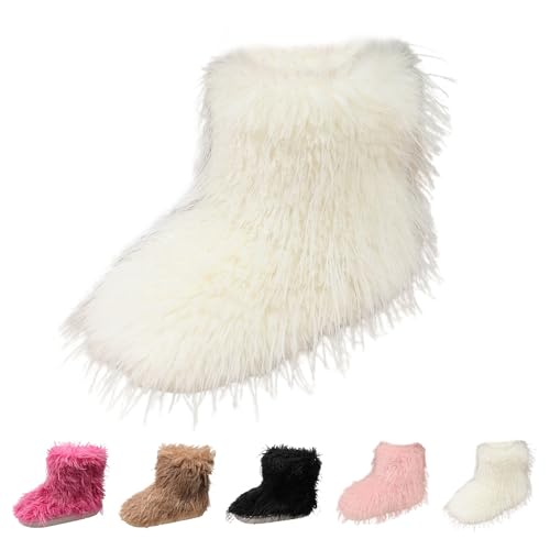 Winterstiefel Damen Gefüttert Winter Stiefeletten Leicht Weitschaft Warme & Bequeme Fleece Winterschuhe Boots Breite Füße Fußgewölbestütze Schneestiefel Schuhe Plüsch Flauschig Thermoschuhe von FGUUTYM