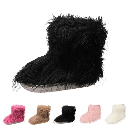 Winterstiefel Damen Gefüttert Winter Stiefeletten Leicht Weitschaft Warme & Bequeme Fleece Winterschuhe Boots Breite Füße Fußgewölbestütze Schneestiefel Schuhe Plüsch Flauschig Thermoschuhe von FGUUTYM