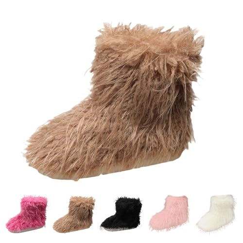 Winterstiefel Damen Gefüttert Winter Stiefeletten Leicht Weitschaft Warme & Bequeme Fleece Winterschuhe Boots Breite Füße Fußgewölbestütze Schneestiefel Schuhe Plüsch Flauschig Thermoschuhe von FGUUTYM