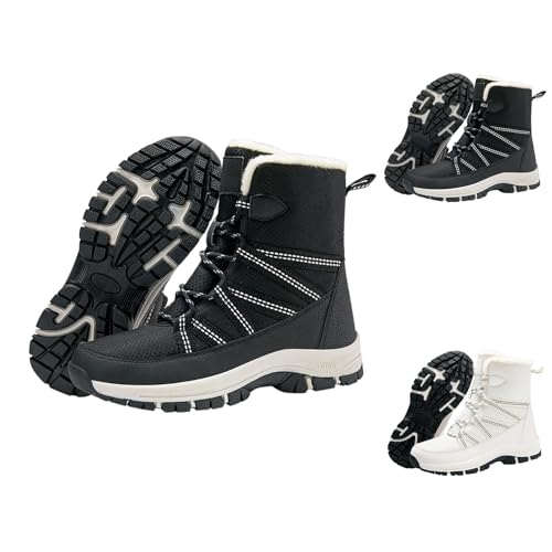Winterstiefel Damen Winter Gefüttert Stiefeletten Dicke Sohle Robusten Sohlen Winterschuhe Stiefel Wasserdicht Halbschaft Schneestiefel Flauschig Snow Boots Outdoor Trekking Wanderschuhe von FGUUTYM