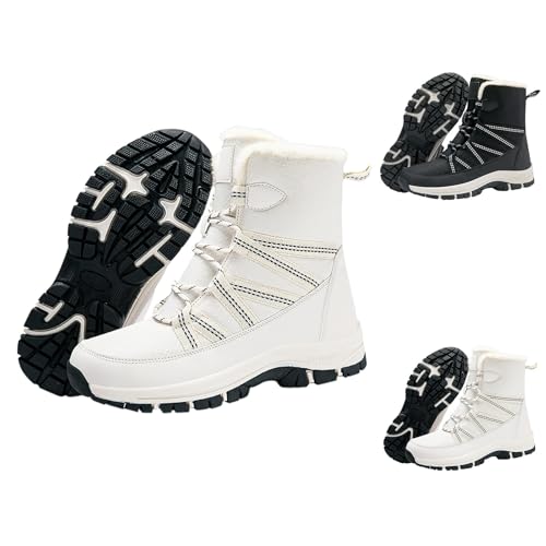 Winterstiefel Damen Winter Gefüttert Stiefeletten Dicke Sohle Robusten Sohlen Winterschuhe Stiefel Wasserdicht Halbschaft Schneestiefel Flauschig Snow Boots Outdoor Trekking Wanderschuhe von FGUUTYM