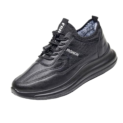 Winterstiefel Herren Mit Schnürung Winter Gefüttert Warm Stiefeletten Low Top Halbschuhe Lederschuhe Plüsch Flauschig Winterschuhe Wasserdicht Ankle Boots Wanderschuhe Thermoschuhe von FGUUTYM