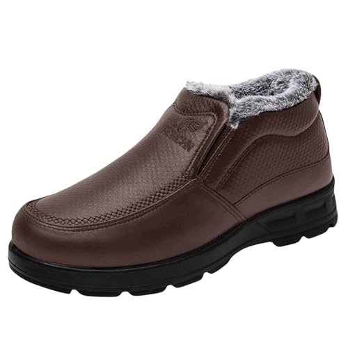 Winterstiefel Herren Snow Boots Gefüttert Winter Warm Halbstiefel Zehenbox Barefoot Winterschuhe Wasserabweisend Wanderschuhe Flache Bootschuhe Plüsch Flauschig Schneestiefel Kurzstiefel von FGUUTYM