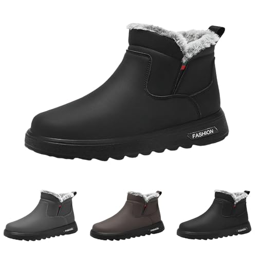 Winterstiefel Herren Warme und gemütliche Stiefel Winterboots Winterschuhe Plüsch Flauschig Thermoschuhe Winter Wasserdicht Kurzschaft Stiefel Schuhe Schneestiefel: Begleitung für Kalte Tage von FGUUTYM