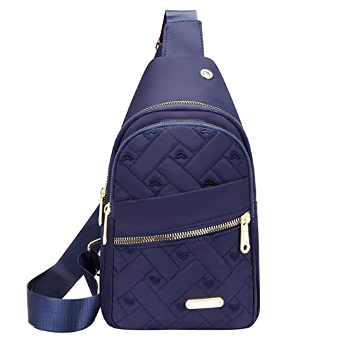 Zwei - Taschen Frauen Umhängetasche Mode Dekoration Muster Praktische Große Kapazität Leichte Zipper Waistpack Handy Taschen 3,4 (Blue, One Size) von FGUUTYM