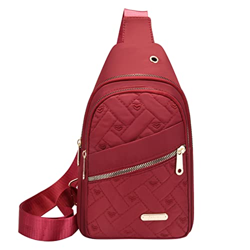 Zwei - Taschen Frauen Umhängetasche Mode Dekoration Muster Praktische Große Kapazität Leichte Zipper Waistpack Handy Taschen 3,4 (RD1, One Size) von FGUUTYM