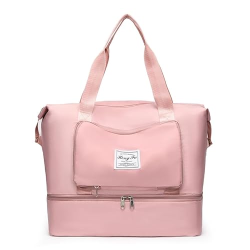 Faltbare Reisetasche,Damen Weekender Tasche,Handgepäck Sporttasche,Portable Waterproof Bag with Moisture Barrier and Shoe Compartment (pink) von FGen