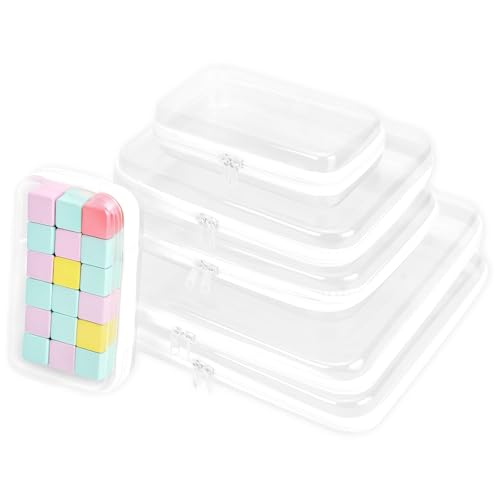 FHDUSRYO Hartschalenbeutel mit Reißverschluss, transparent, Hartschalen-Etui, wasserdichte Kosmetiktasche, tragbarer Reise-Organizer für Spielzeug-Aufbewahrungsbehälter, Puzzles (Weiß, L + M + S) von FHDUSRYO
