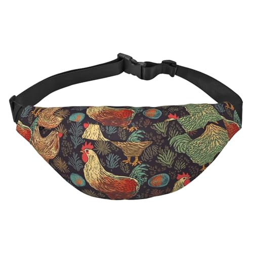 Bauchtasche mit Huhn-Aufdruck, für Damen und Herren, modische Hüfttasche, Crossbody-Tasche, Geldbörse, Hüfttasche mit verstellbarem Riemen, wasserdichte Brusttasche für Reisen, Wandern, Sport, von FHEBNDS