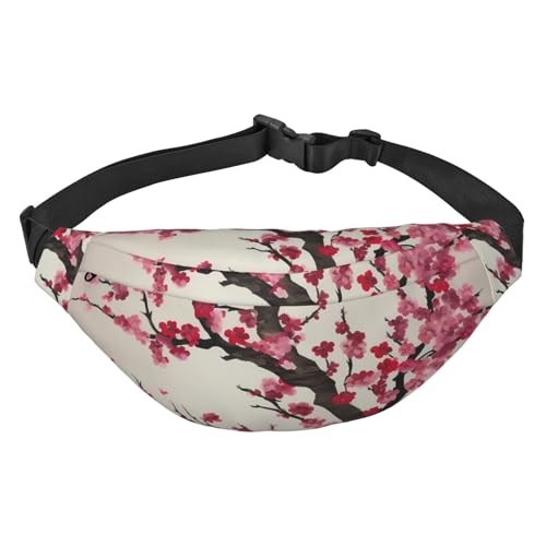 Blooming Cherry Tree Bauchtasche für Herren und Damen, modische Hüfttasche überall, Crossbody-Tasche, Geldbörse, Hüfttasche mit verstellbarem Riemen, wasserdichte Brusttasche für Reisen, Wandern, von FHEBNDS