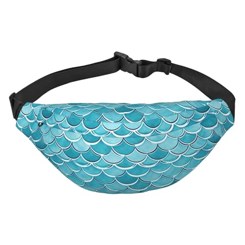 Blue Waves Squama Meerjungfrauen-Schuppen-Gürteltasche für Männer und Frauen, modische Hüfttasche überall Crossbody-Tasche, Geldbörse, Hüfttasche mit verstellbarem Riemen, wasserdichte Brusttasche für von FHEBNDS